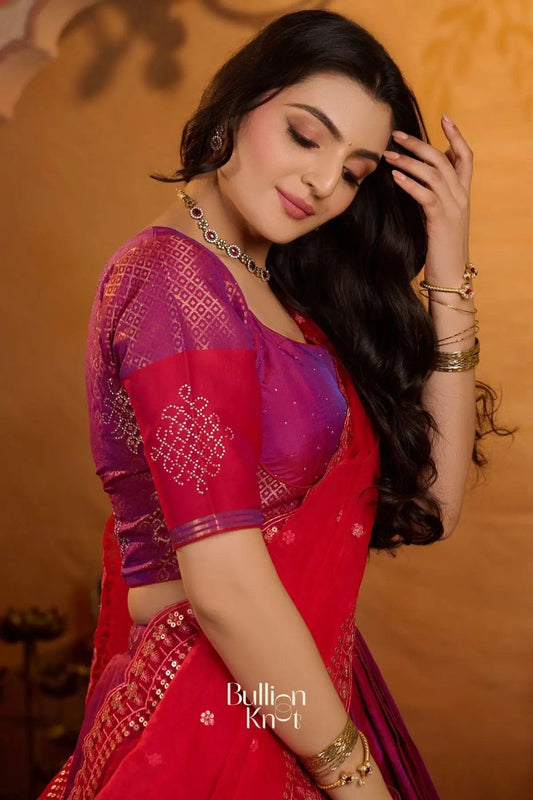 Aarvi Pushpa | Soft Silk Lehenga Set in Magenta Pink for Occasions