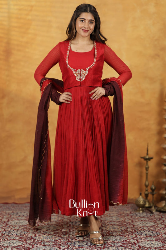 Aalaya Red Dress with Jacket for Ethnic Elegance