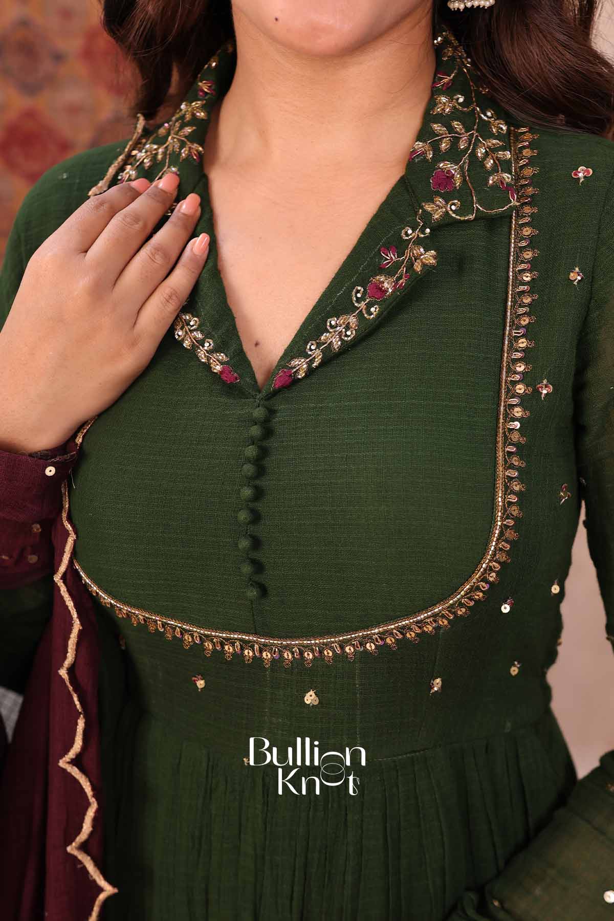 Daastan | Olive Green Mal Cotton Anarkali Set | Timeless Ethnic Wear