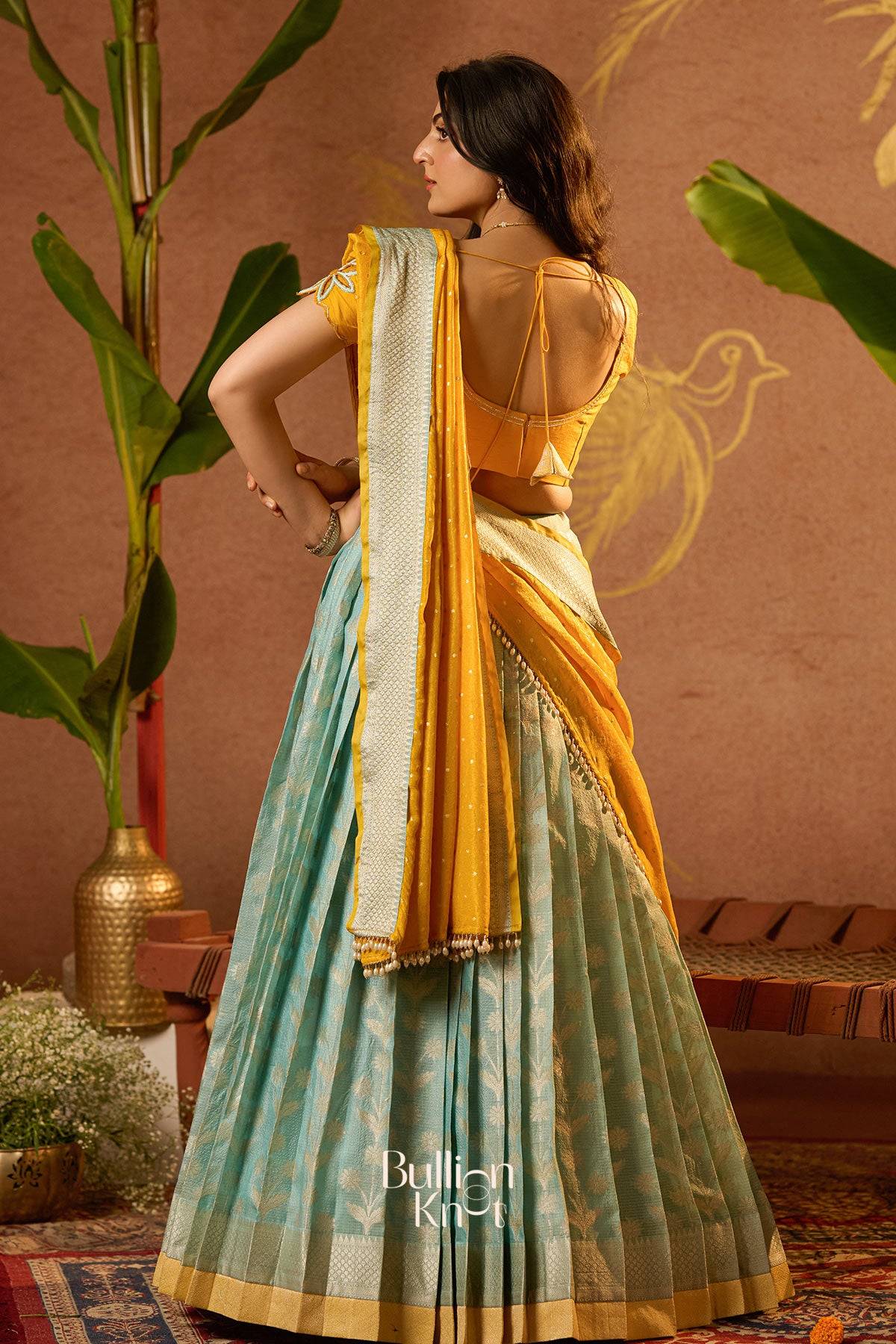 Aadhya Yellow floral cutwork Lehenga Set