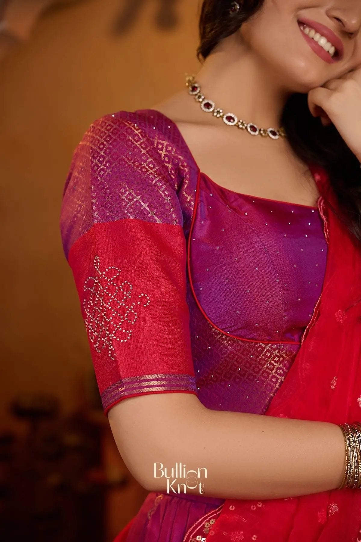 Aarvi Pushpa | Soft Silk Lehenga Set in Magenta Pink for Occasions