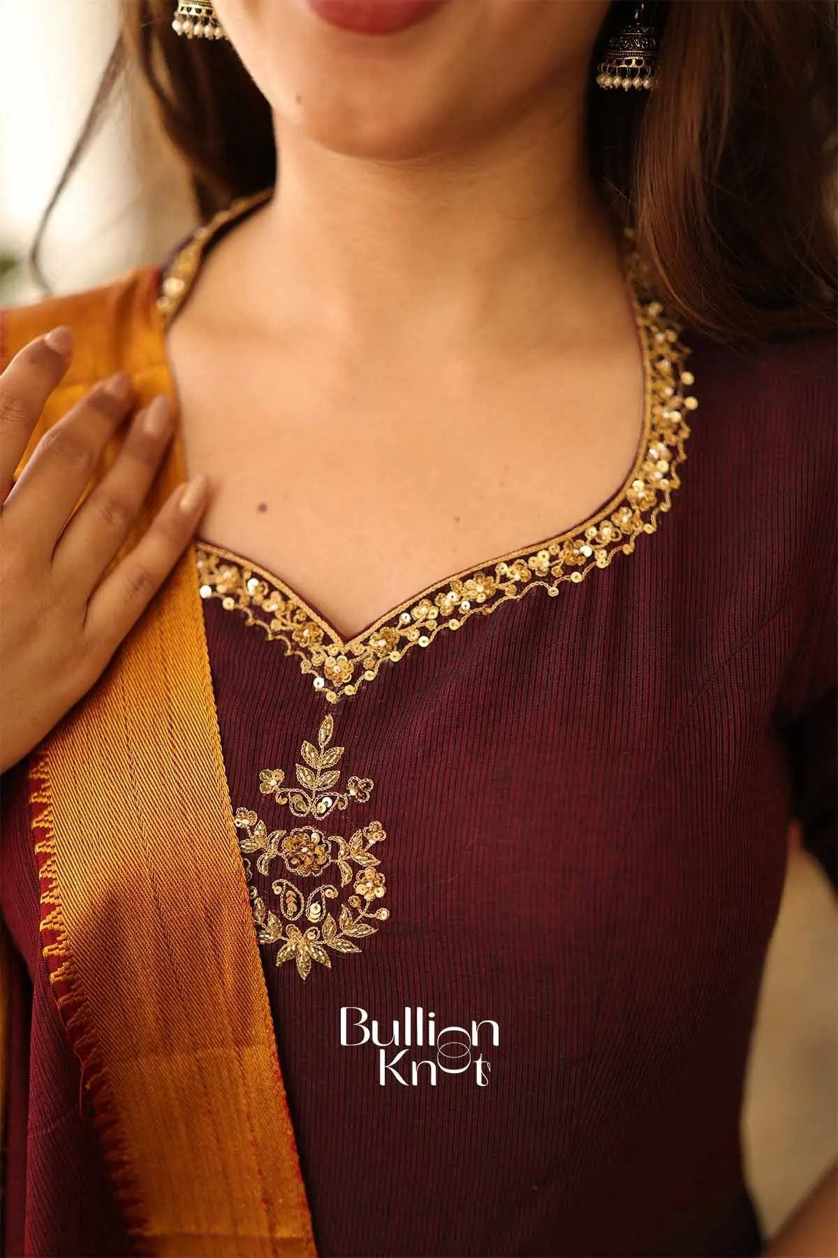 Aakarsha Maroon Handloom Anarkali Kurta Set Collection