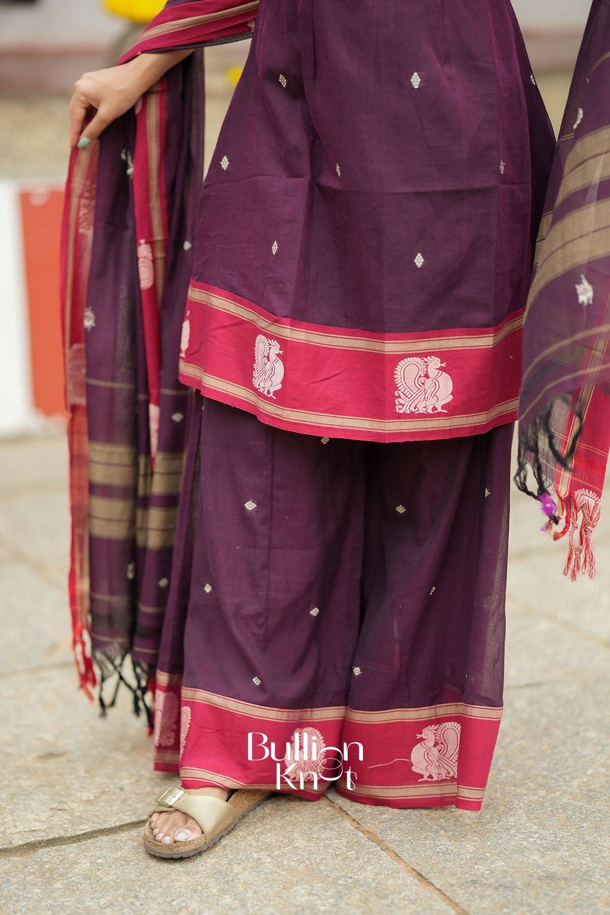Ankita Handloom Maroon Cotton Suit Set for Elegance