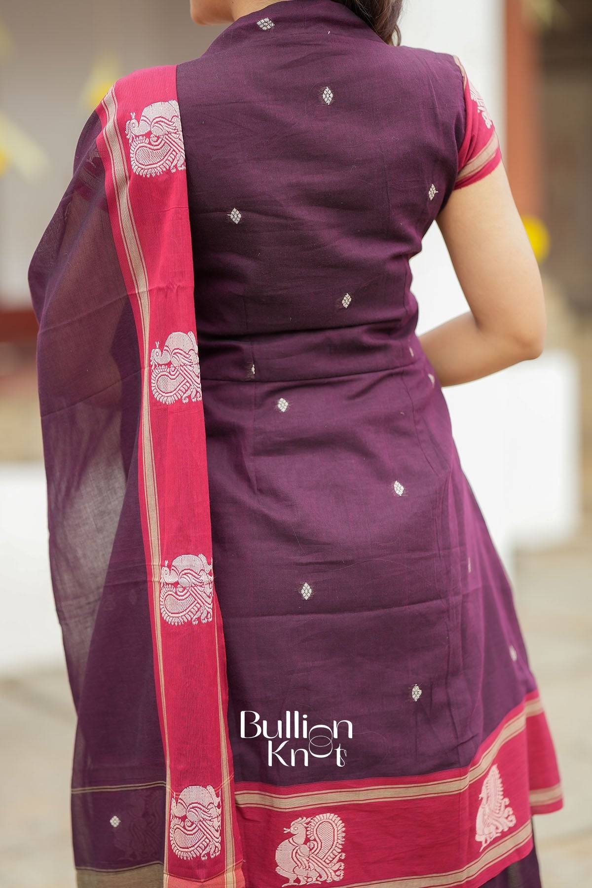 Ankita Handloom Maroon Cotton Suit Set for Elegance