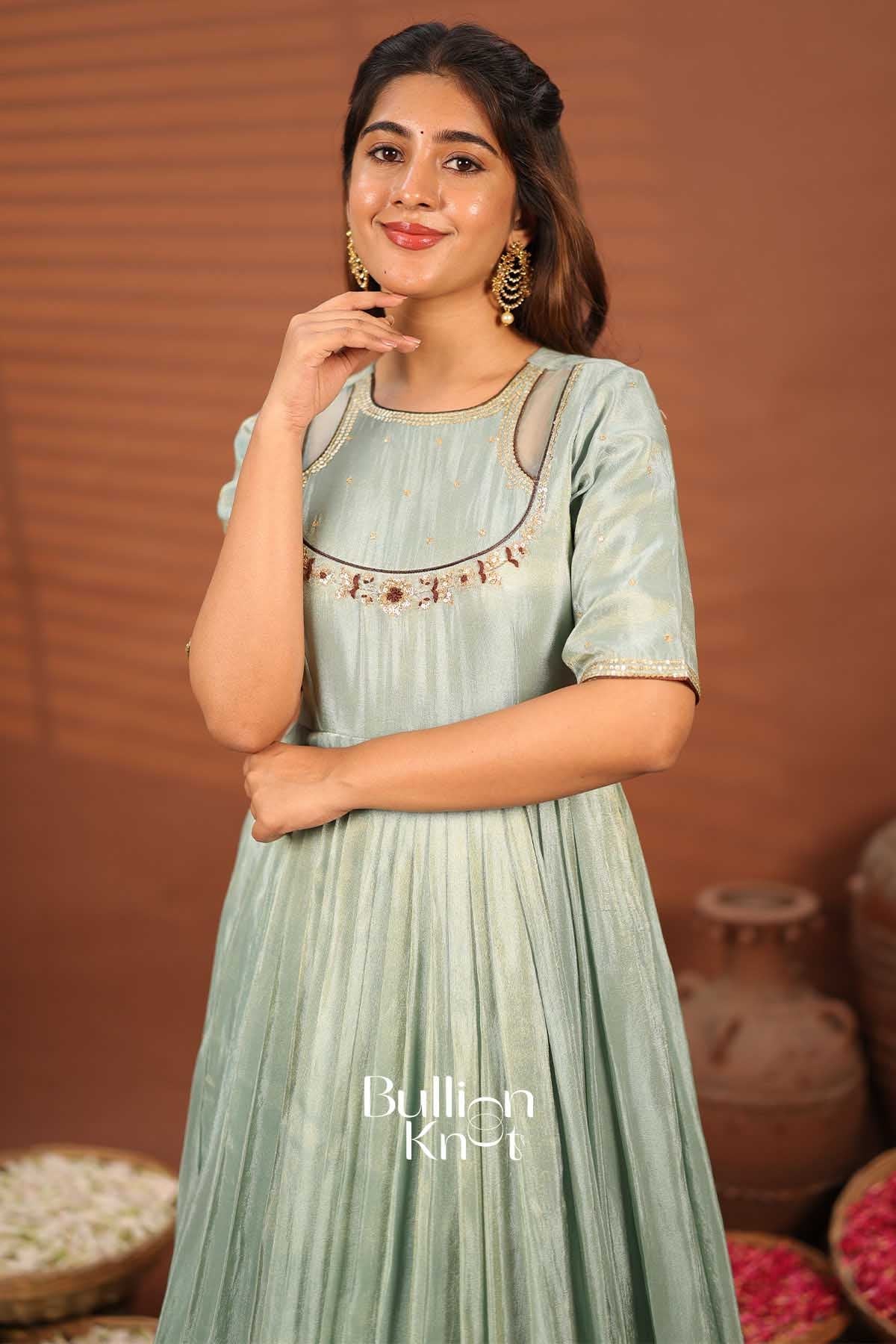 Auralika Aqua Brown Shaded Gown - Elegance Redefined