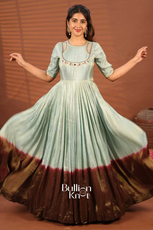 Auralika Aqua Brown Shaded Gown - Elegance Redefined