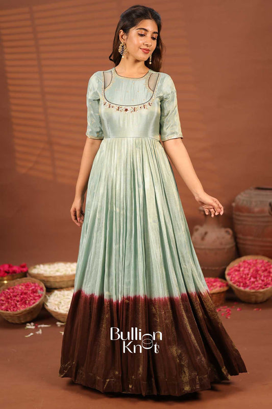 Auralika Aqua Brown Shaded Gown - Elegance Redefined