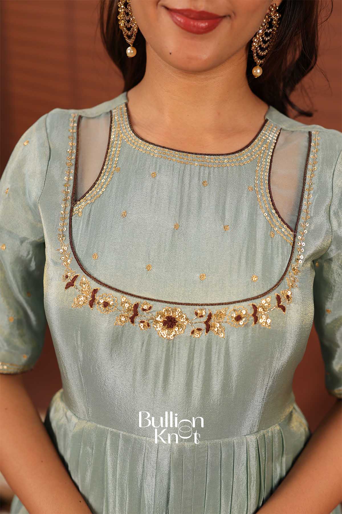 Auralika Aqua Brown Shaded Gown - Elegance Redefined