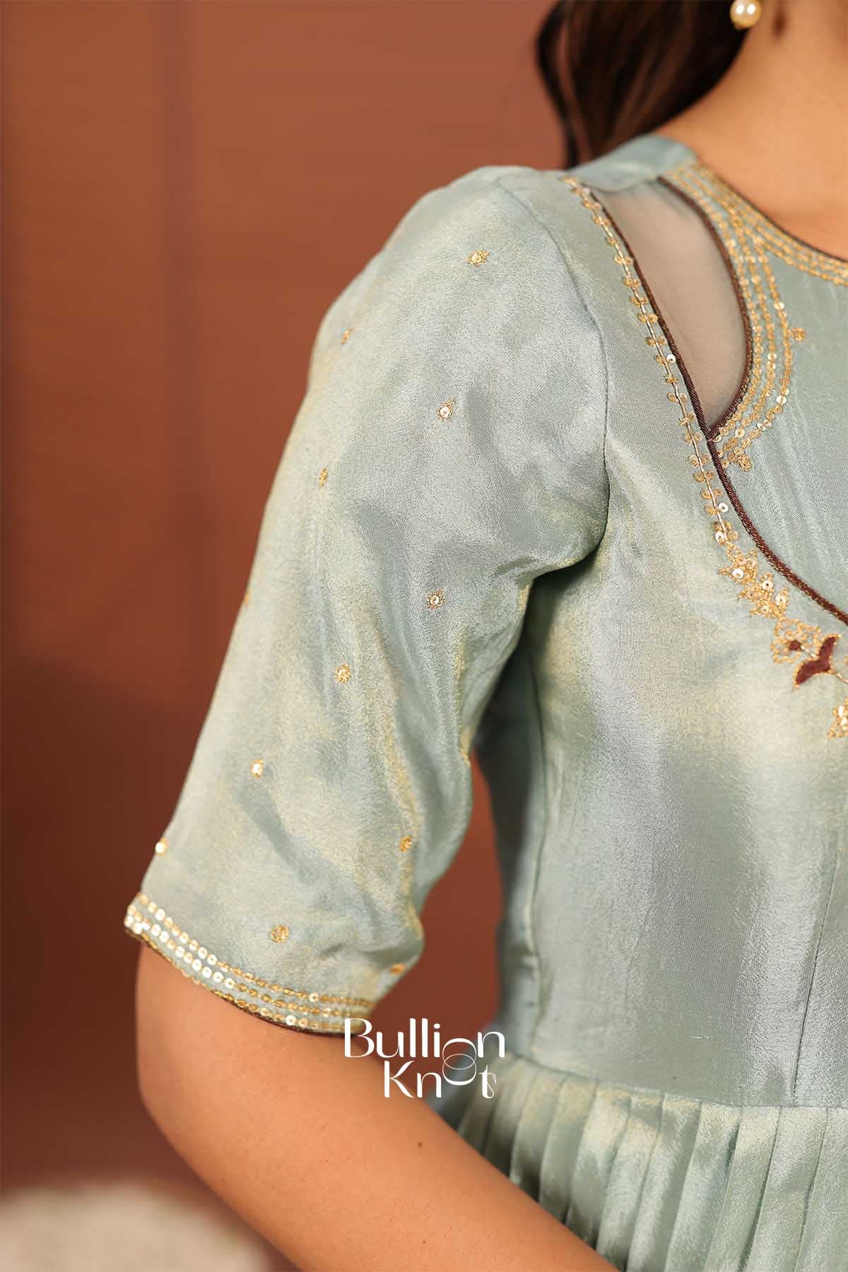 Auralika Aqua Brown Shaded Gown - Elegance Redefined