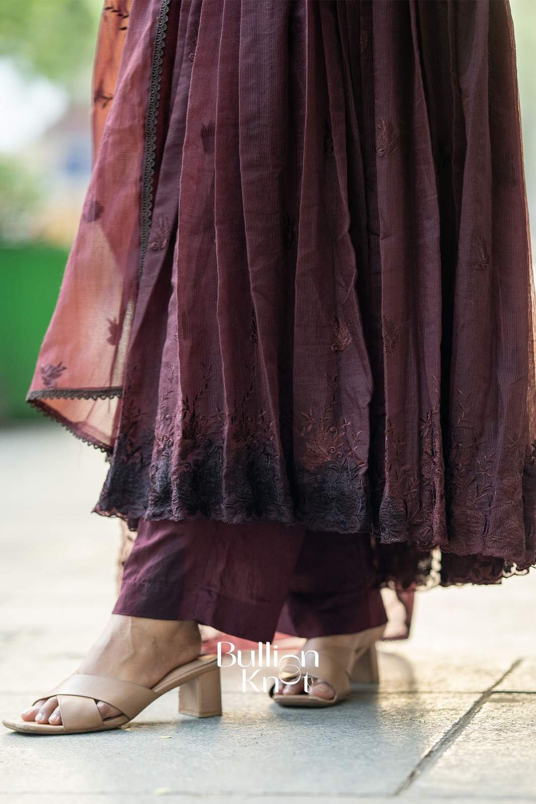 Baawri Brown Kota Anarkali with Dupatta for Elegant Occasions