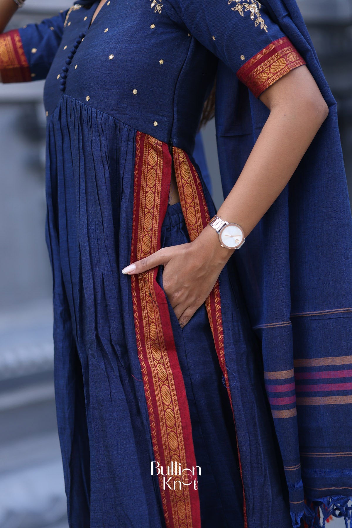 Basude Handloom Blue Suit Set for Stylish Comfort