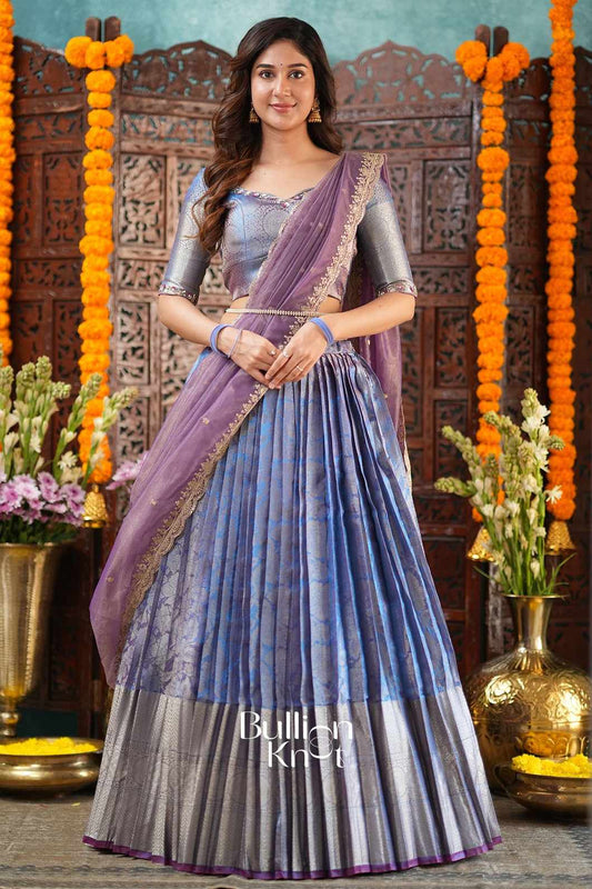 Chestha Tissue Zari Purple Lehenga Set for Ethnic Wear
