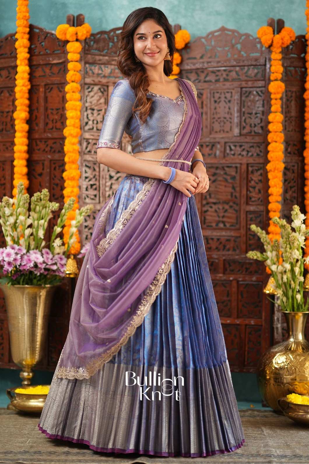 Chestha Tissue Zari Purple Lehenga Set for Ethnic Wear