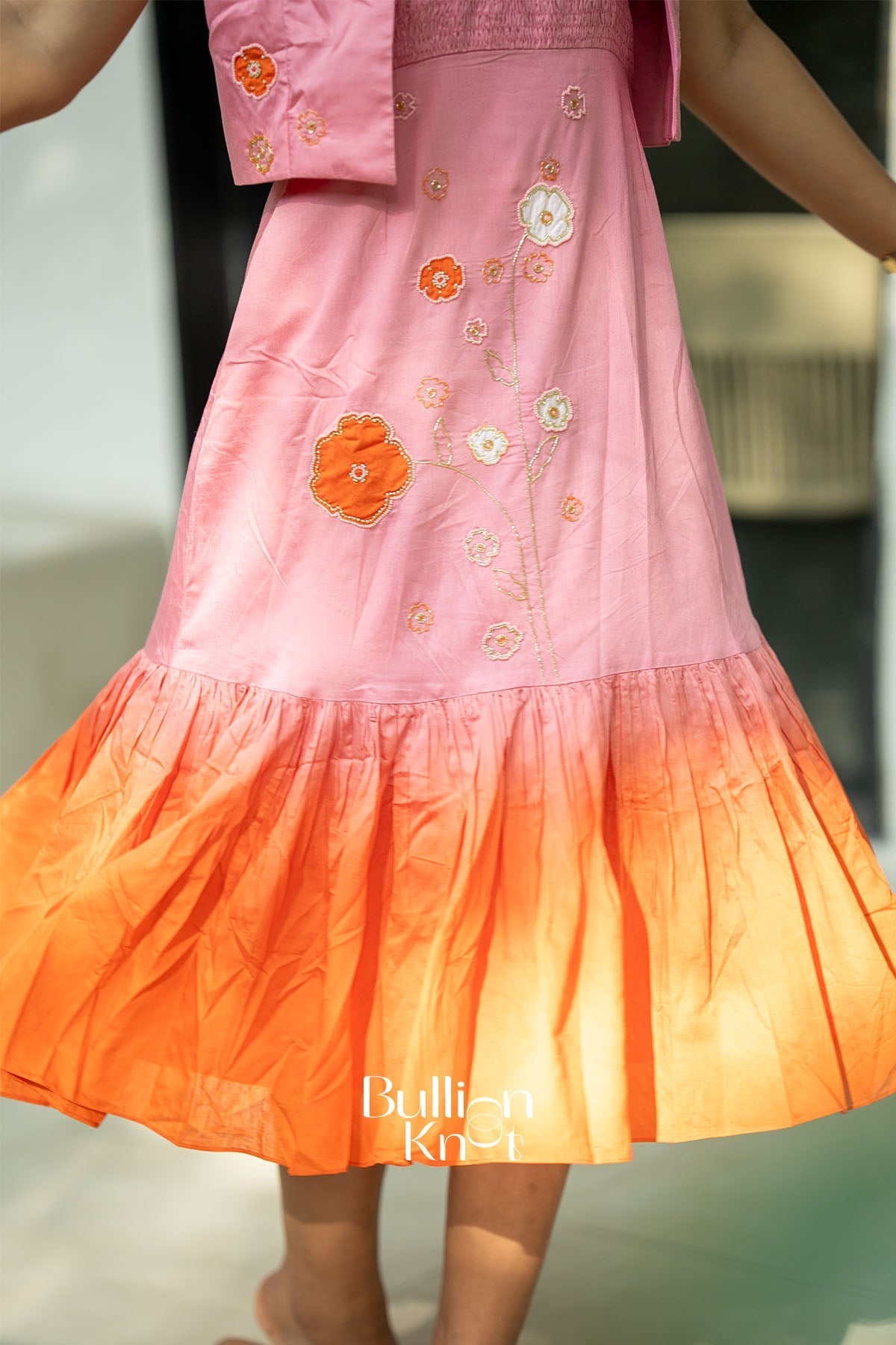 Daisy Pink Chanderi Midi Dress with Jacket