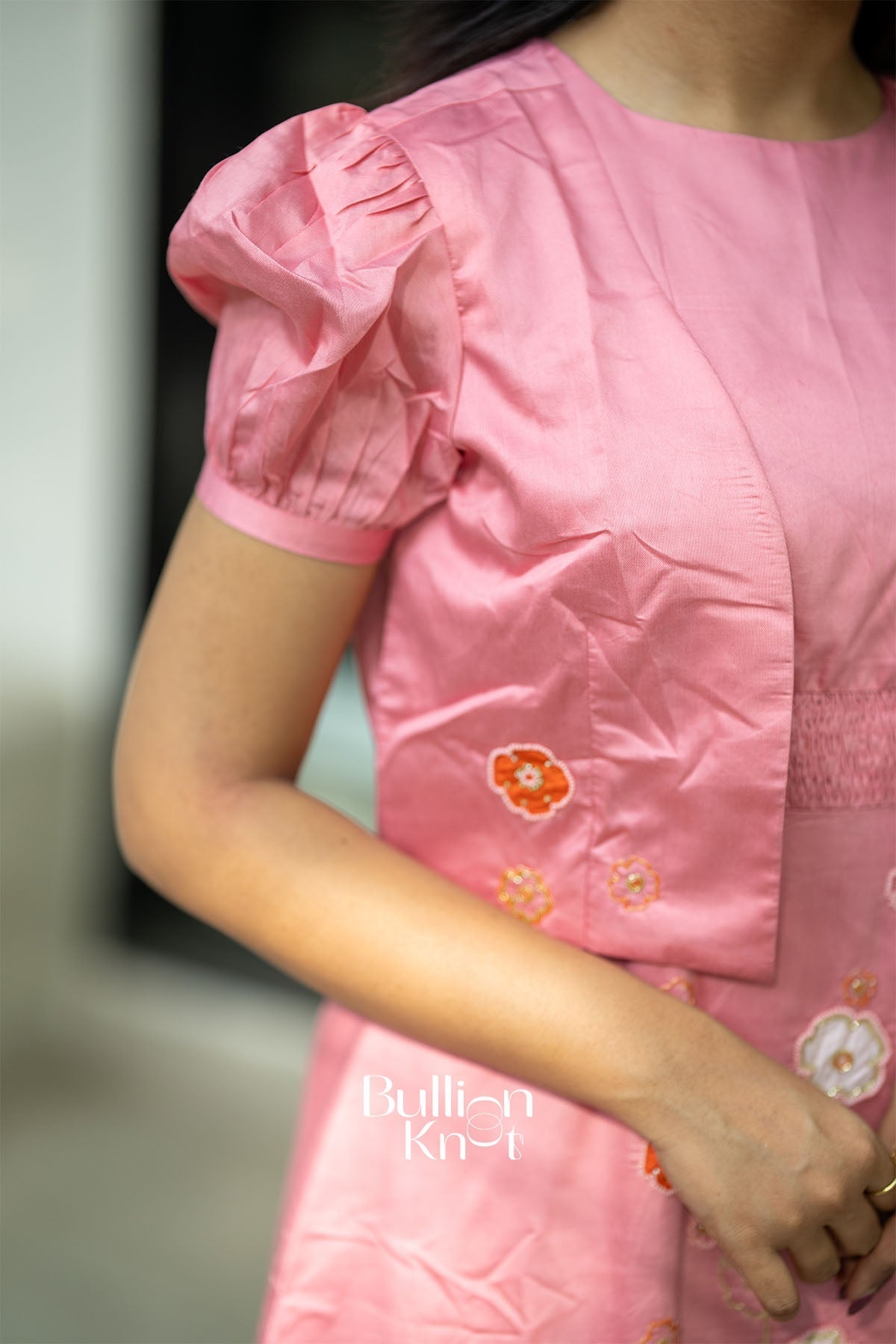 Daisy Pink Chanderi Midi Dress with Jacket