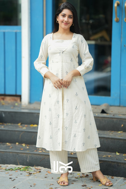 Diaa Handloom White Co-ord Set