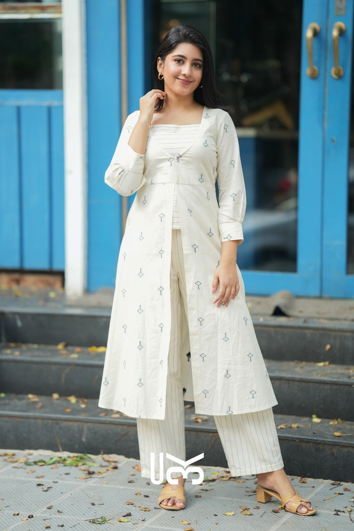 Diaa Handloom White Co-ord Set