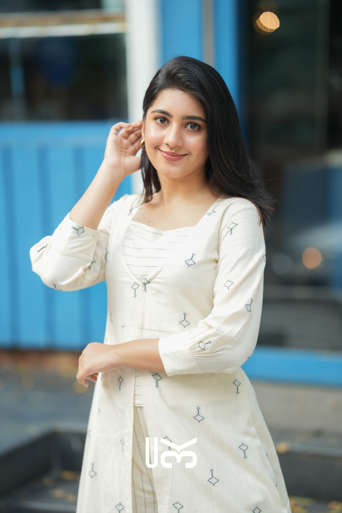 Diaa Handloom White Co-ord Set