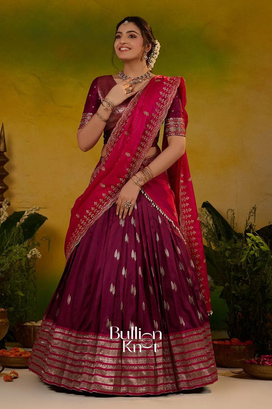 Dityanika Soft Silk Wine Pink Lehenga Set