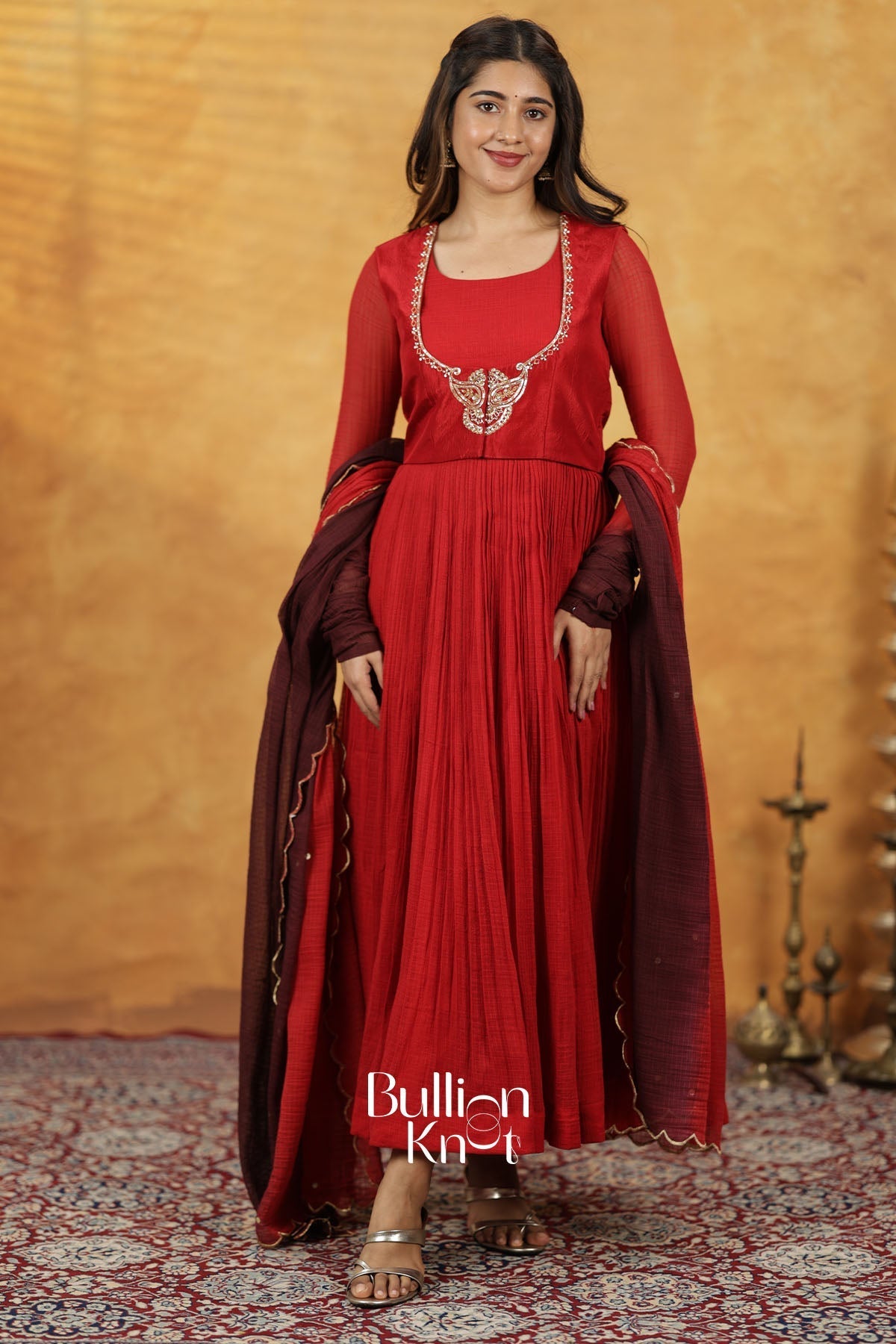 Aalaya Red Dress with Jacket for Ethnic Elegance