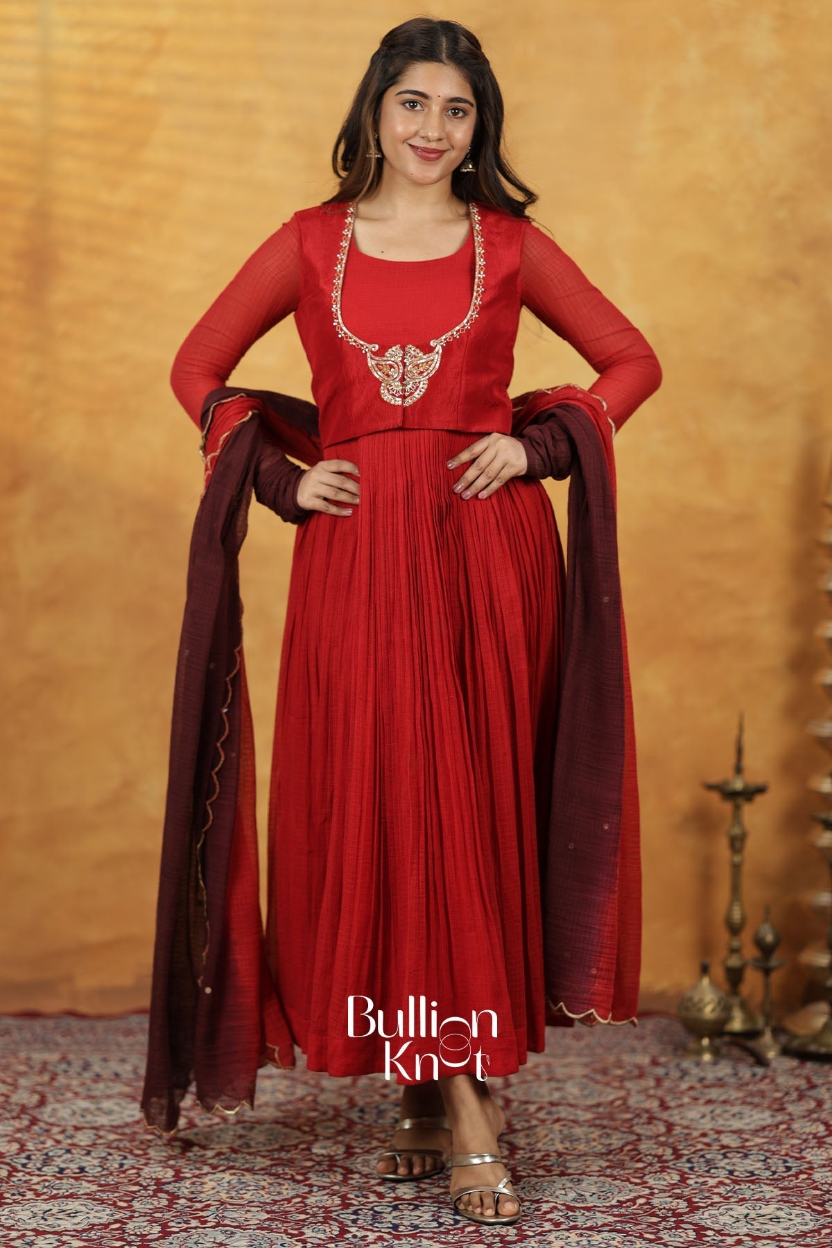 Aalaya Red Dress with Jacket for Ethnic Elegance