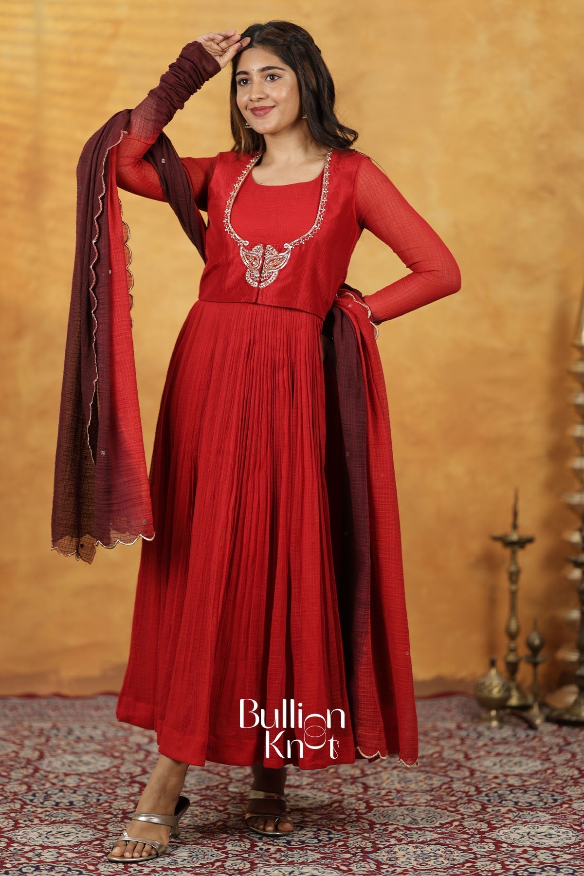 Aalaya Red Dress with Jacket for Ethnic Elegance