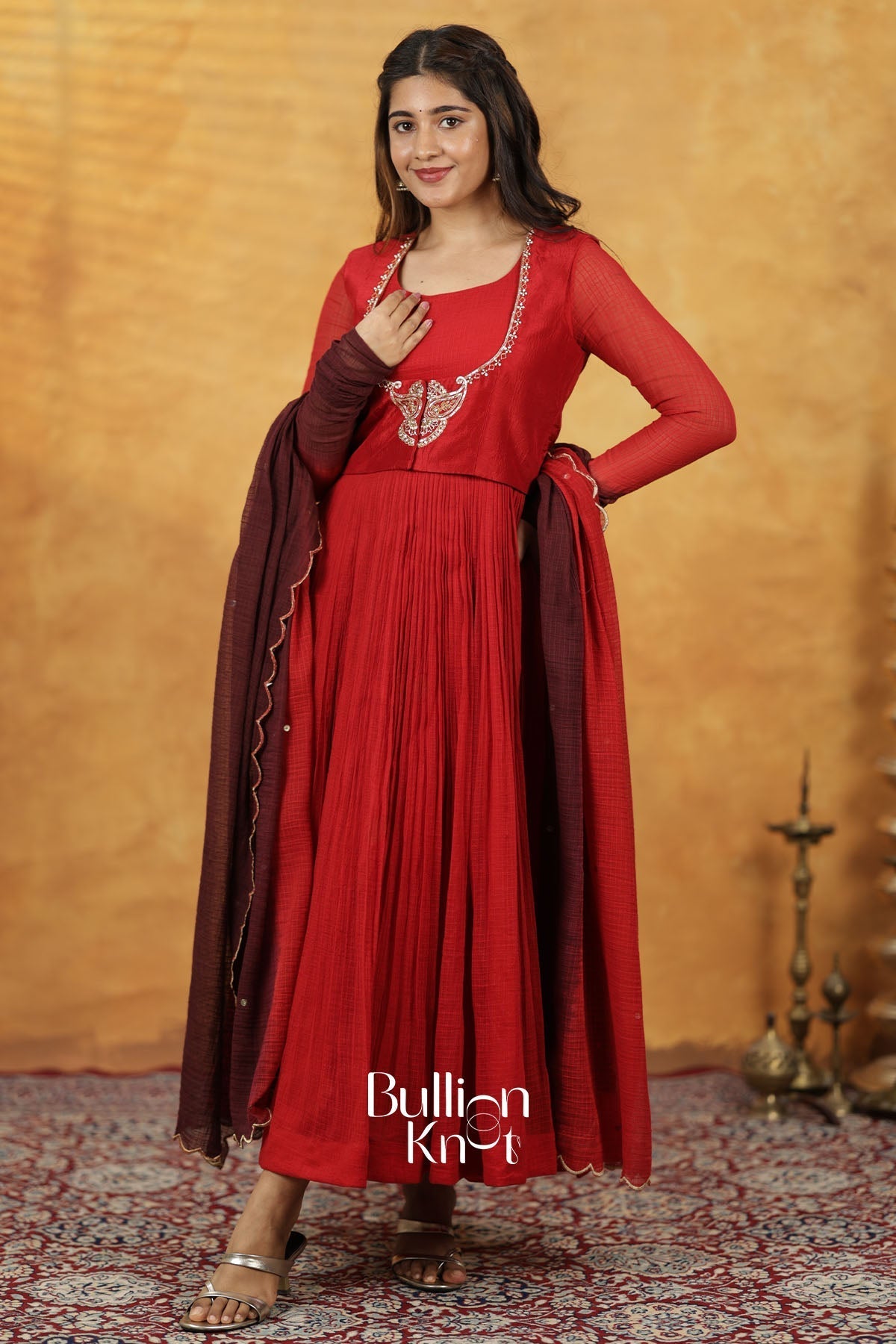 Aalaya Red Dress with Jacket for Ethnic Elegance