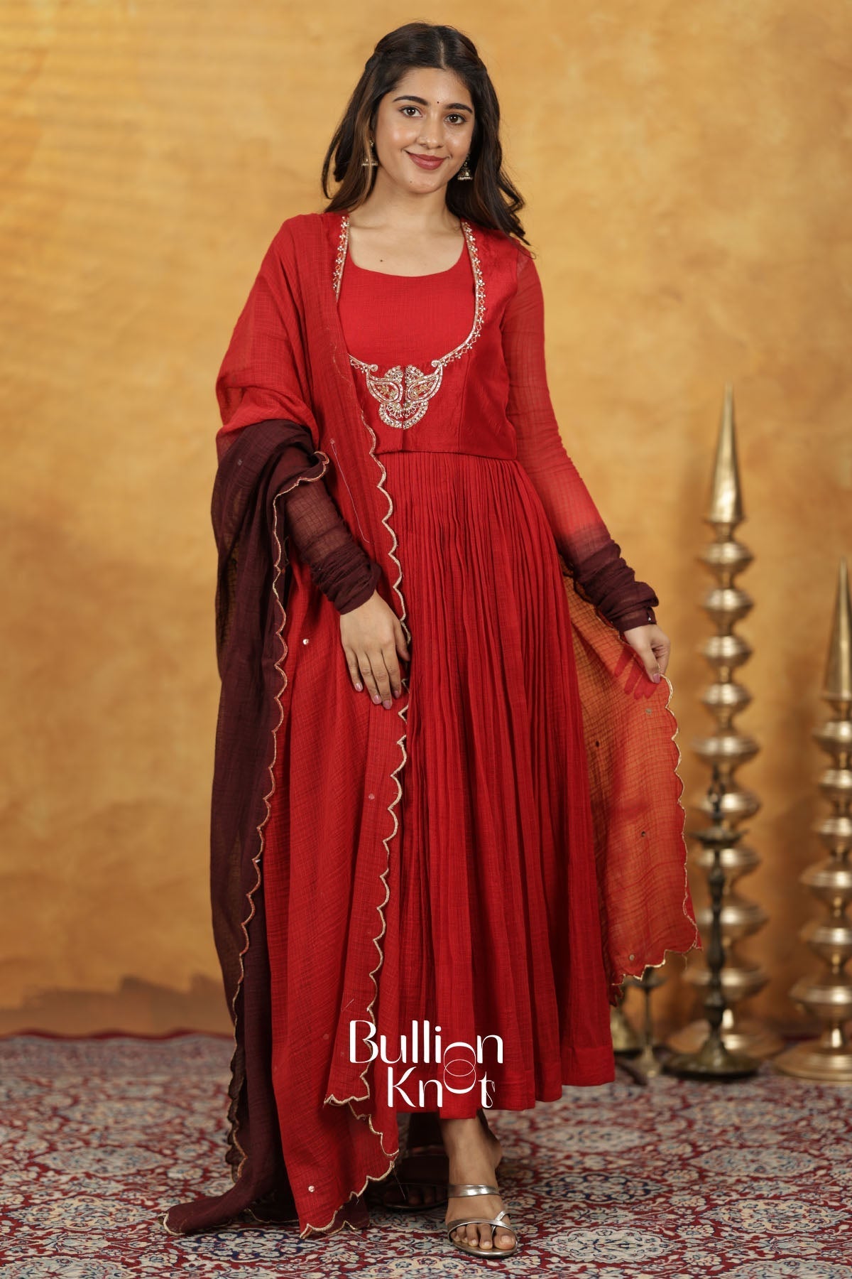 Aalaya Red Dress with Jacket for Ethnic Elegance
