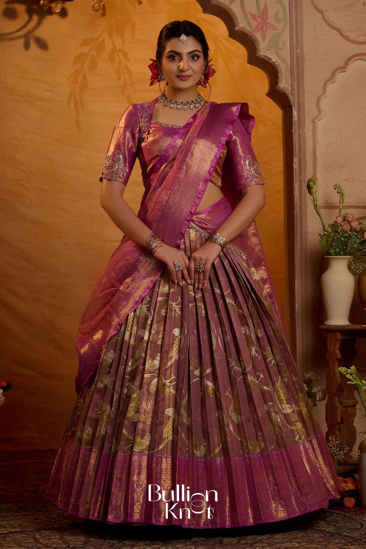 Chandra Gauri Pattu Lehenga Set Pink for Festive Wear