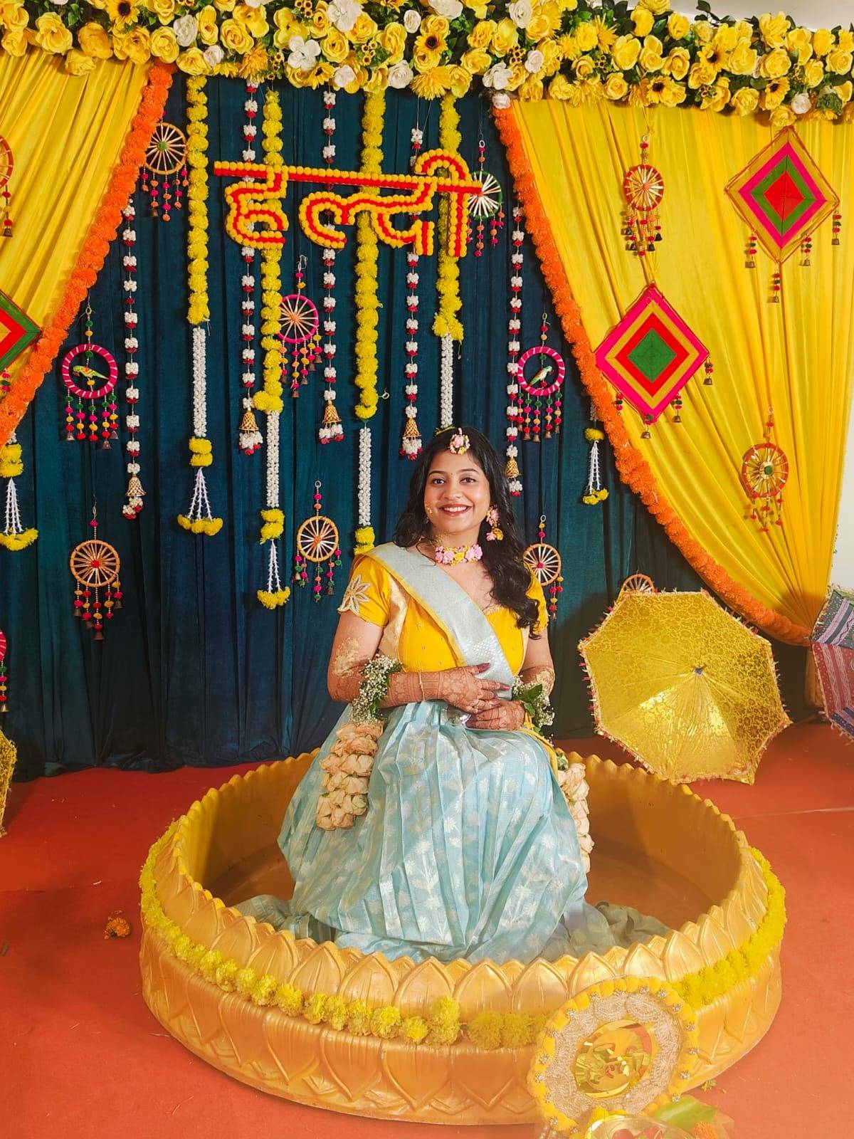 Aadhya Yellow floral cutwork Lehenga Set